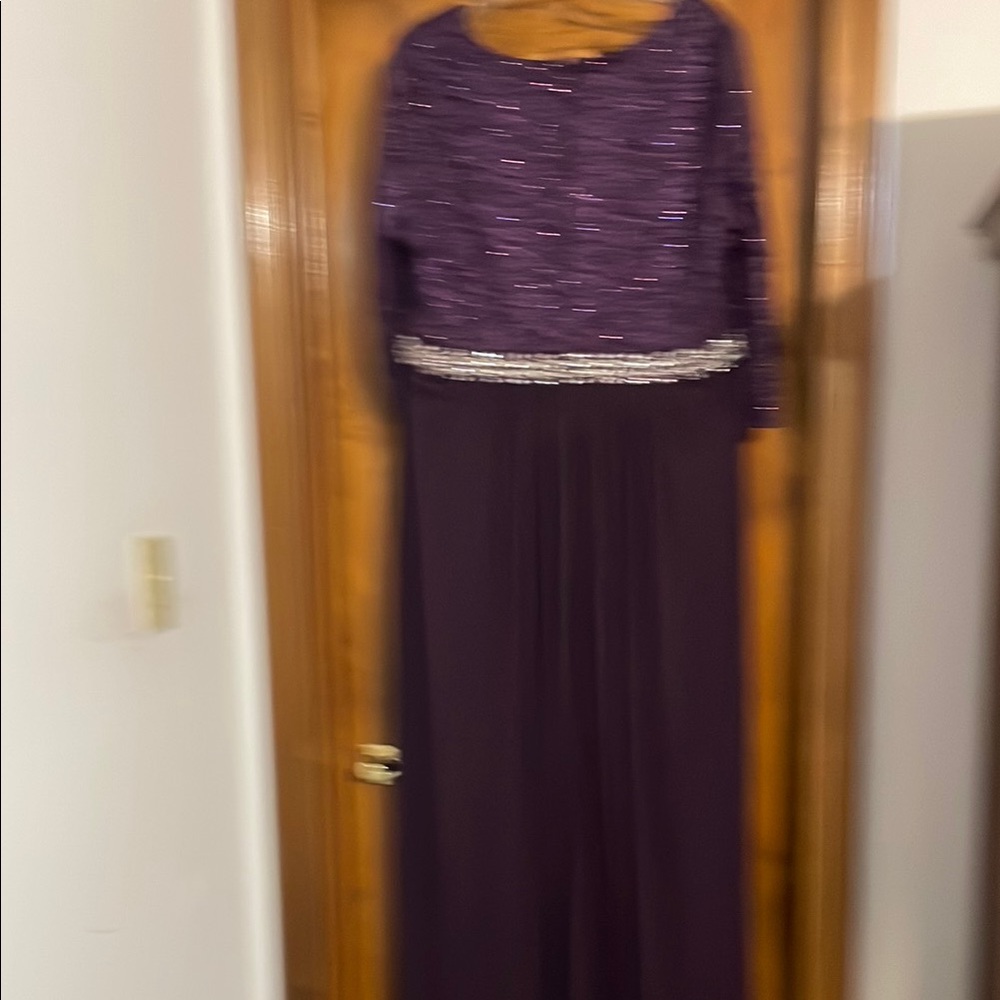 Mother of the Bride Dress:  Alex Evenings Elegant Purple Evening Gown - Picture 5 of 5